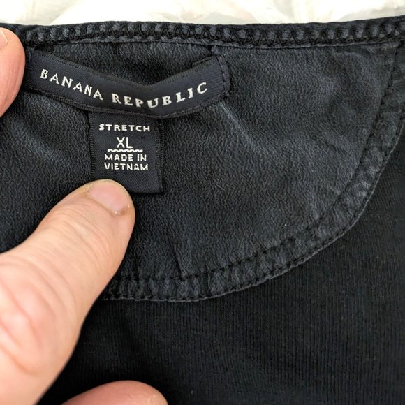 Banana Republic stretch black cotton/silk-trim sleeveless scoop tank top Sz L-XL - Picture 7 of 9